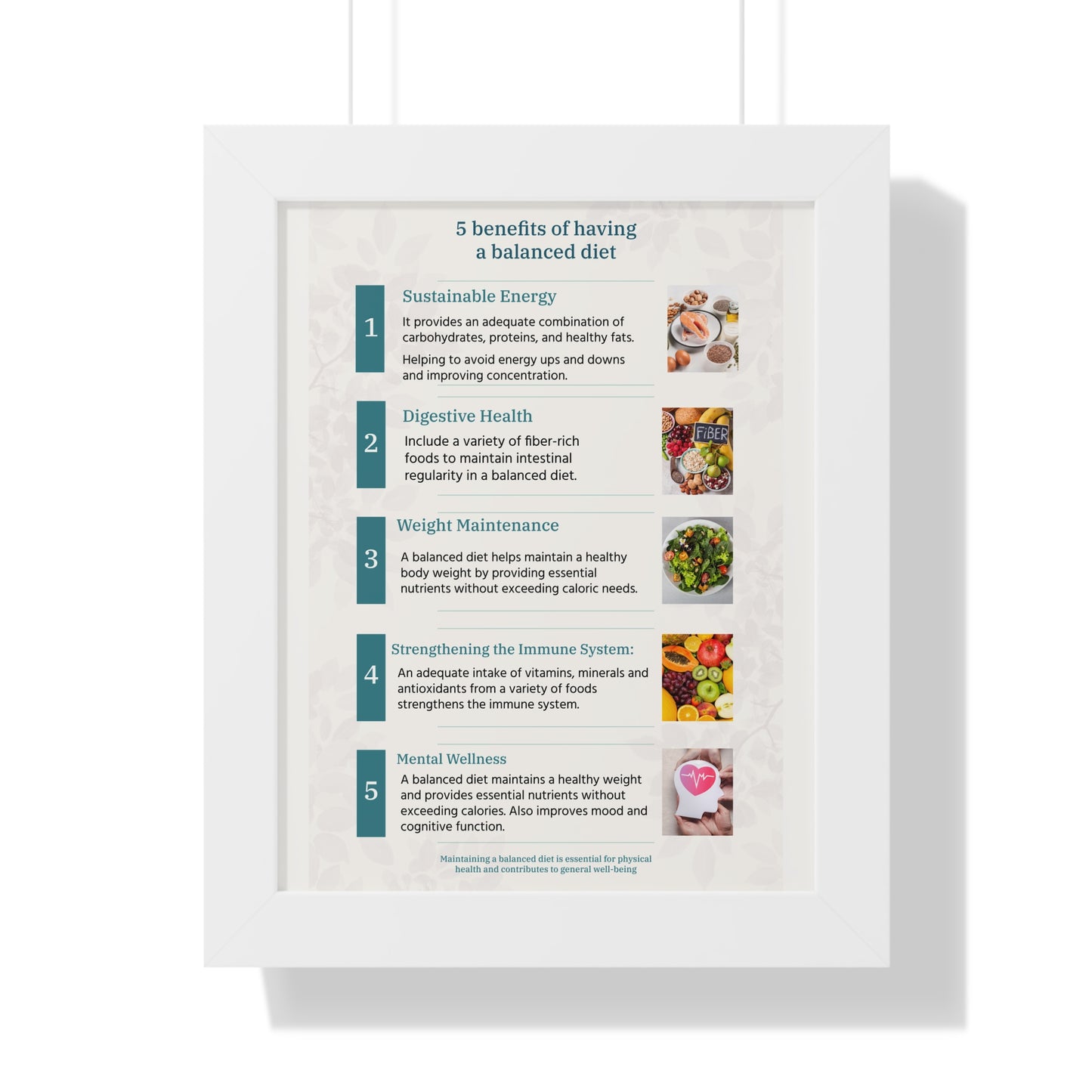 5 benefits of having a balanced diet infographic diet health checkup Fibers Fruits Food Framed Vertical Poster