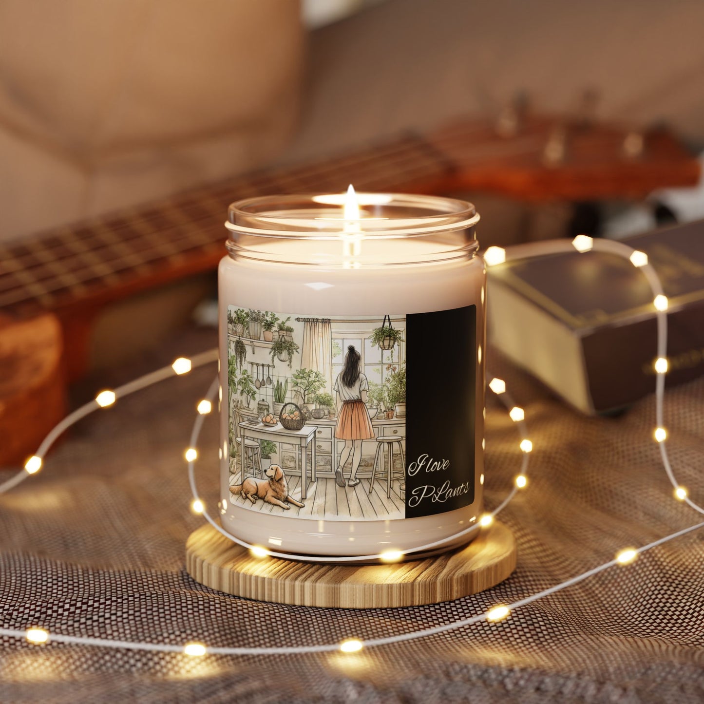 Summar Prepares Food in a Plant-Filled Kitchen, Dog at Her Feet and a Cat on the Windowsill, Sunlight Streaming In Scented Soy Candle, 9oz