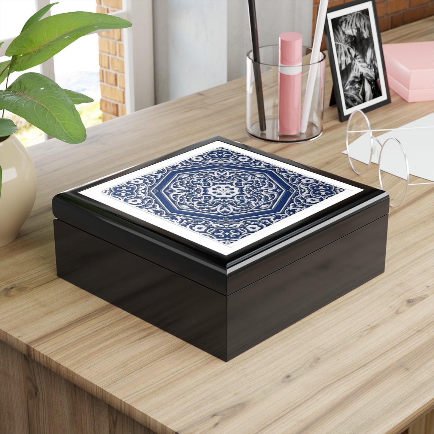 Persian tile inspired tapestry golchin Jewelry Box