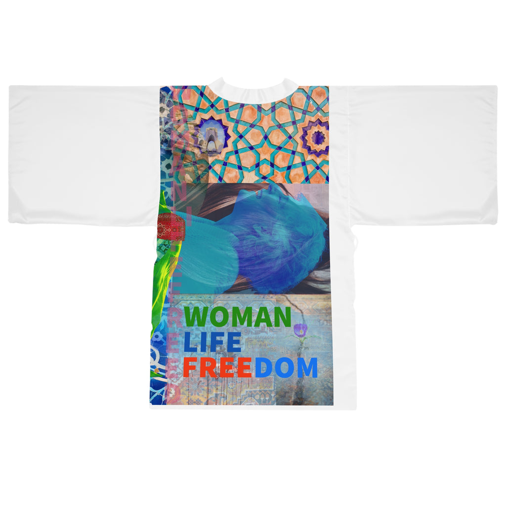 woman life freedom Persian Long Sleeve Kimono Robe (AOP)
