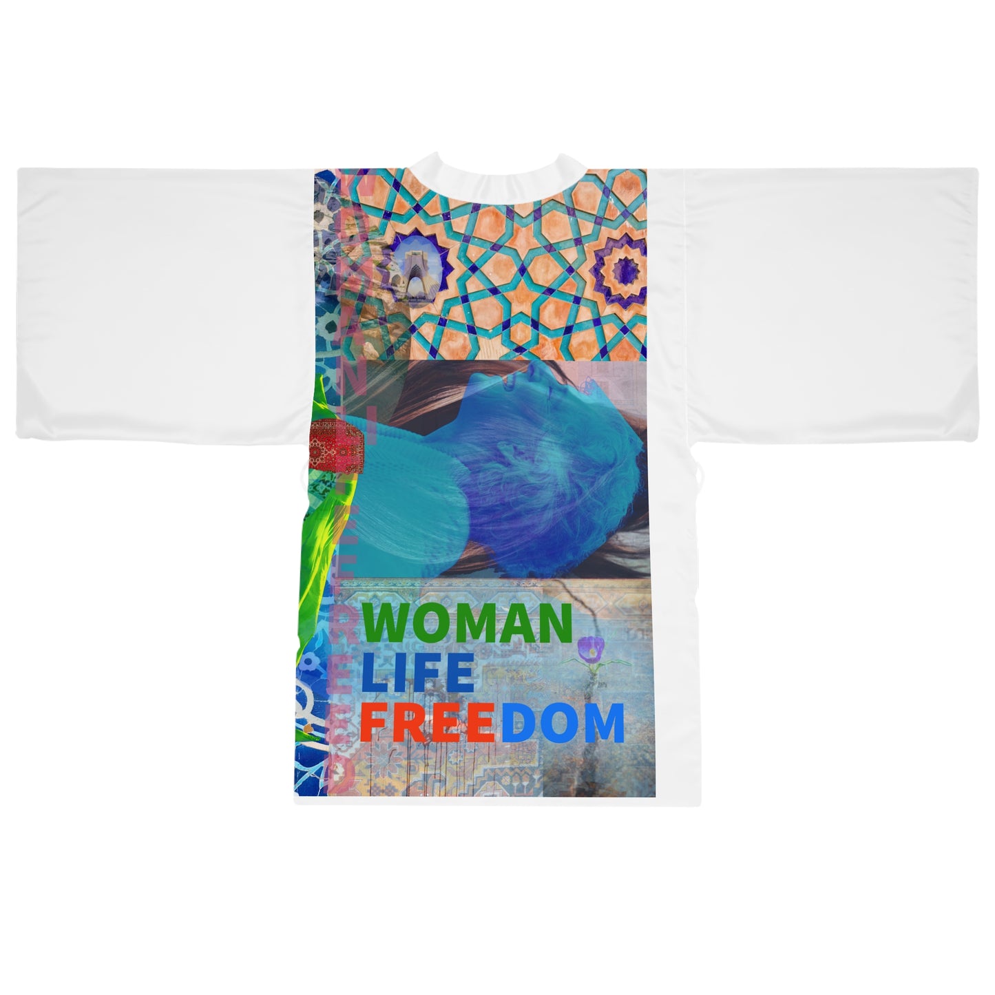 woman life freedom Persian Long Sleeve Kimono Robe (AOP)