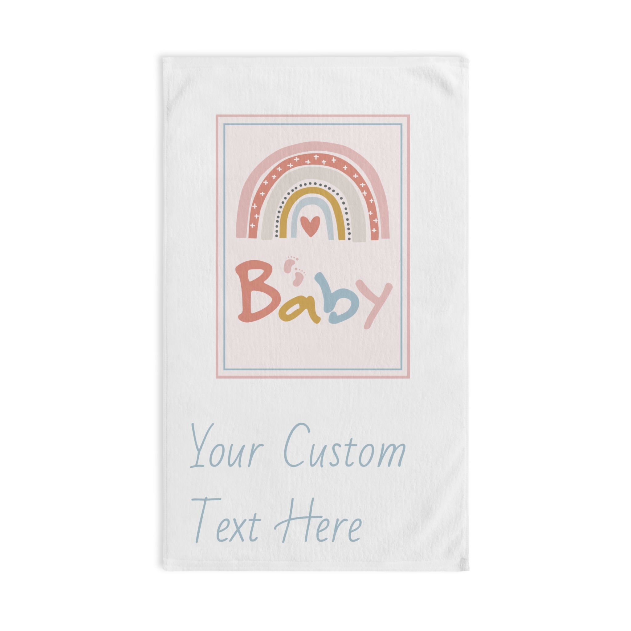 Personalized Baby Girl Congratulations Card, Baby Girl Announcement, Welcome Baby, Personalised Pink Rainbow Newborn Hand Towel