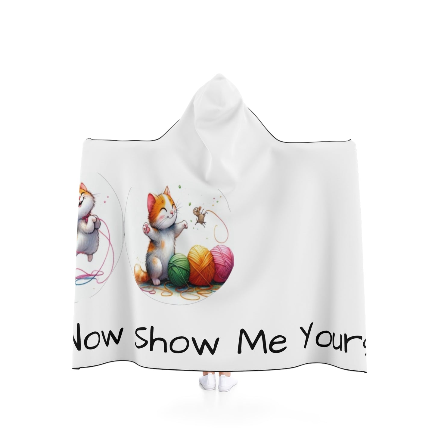 funny joke kitty now show me yours Hooded Blanket