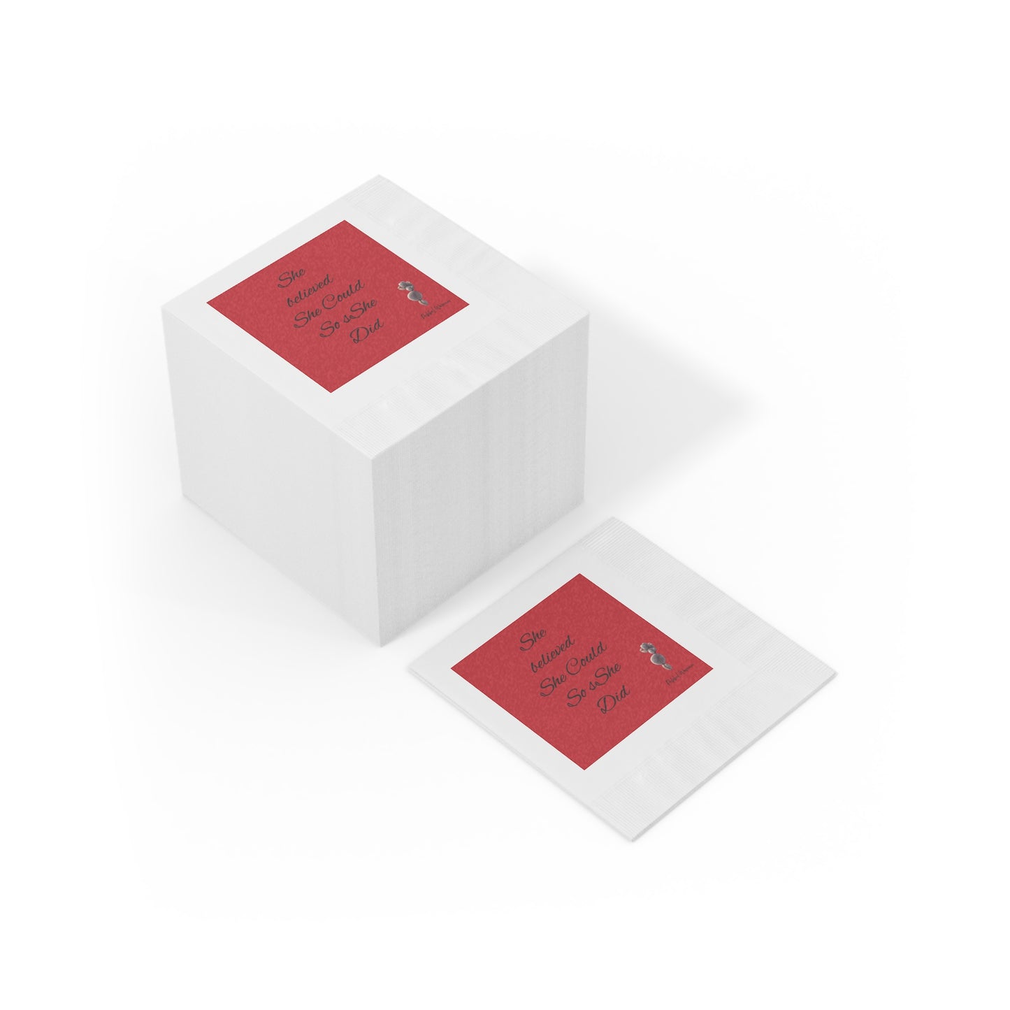 She believed she could, so she did pebble woman inpisrational quotes White Coined Napkins