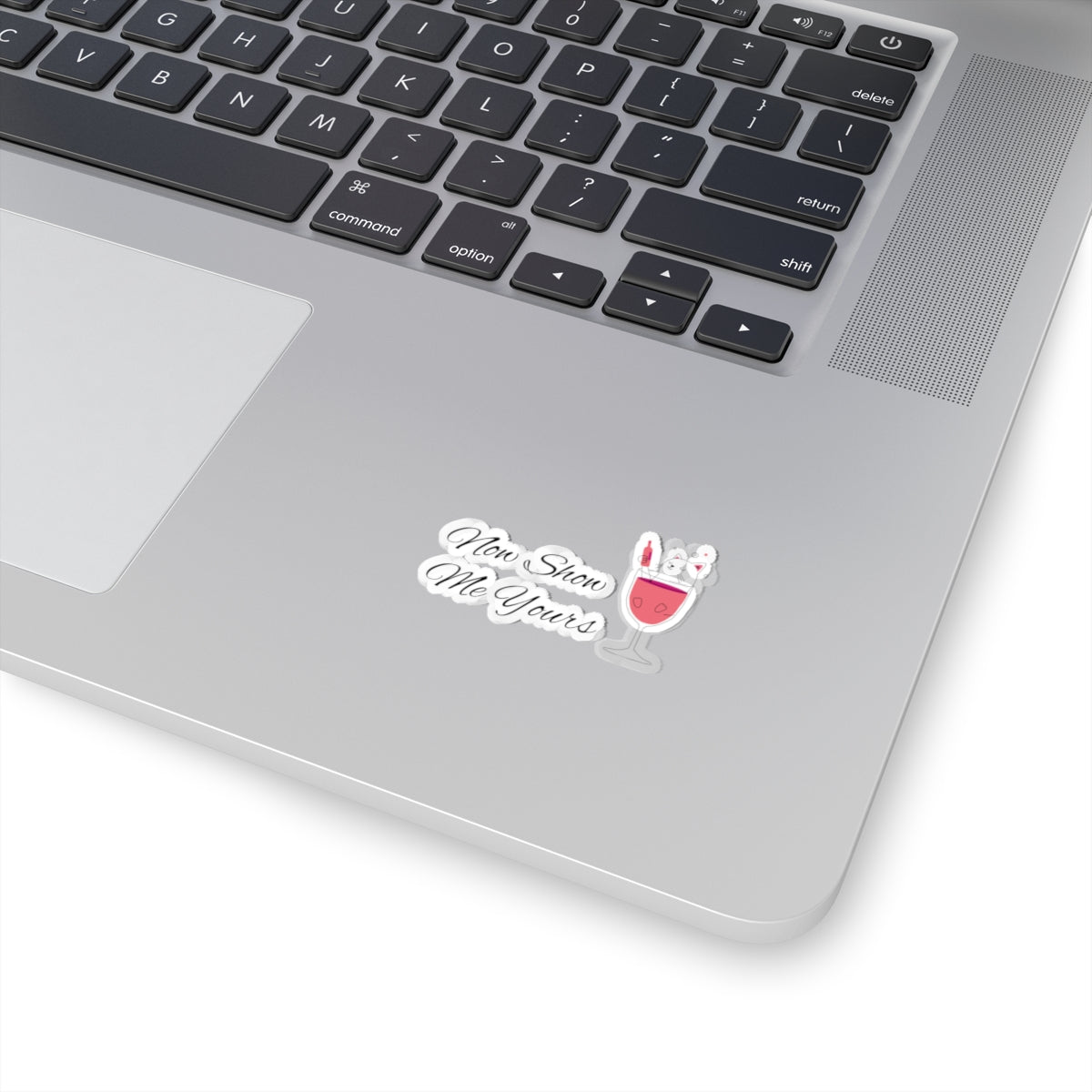 pink funny kitty now show me yours joke quotes Kiss-Cut Stickers