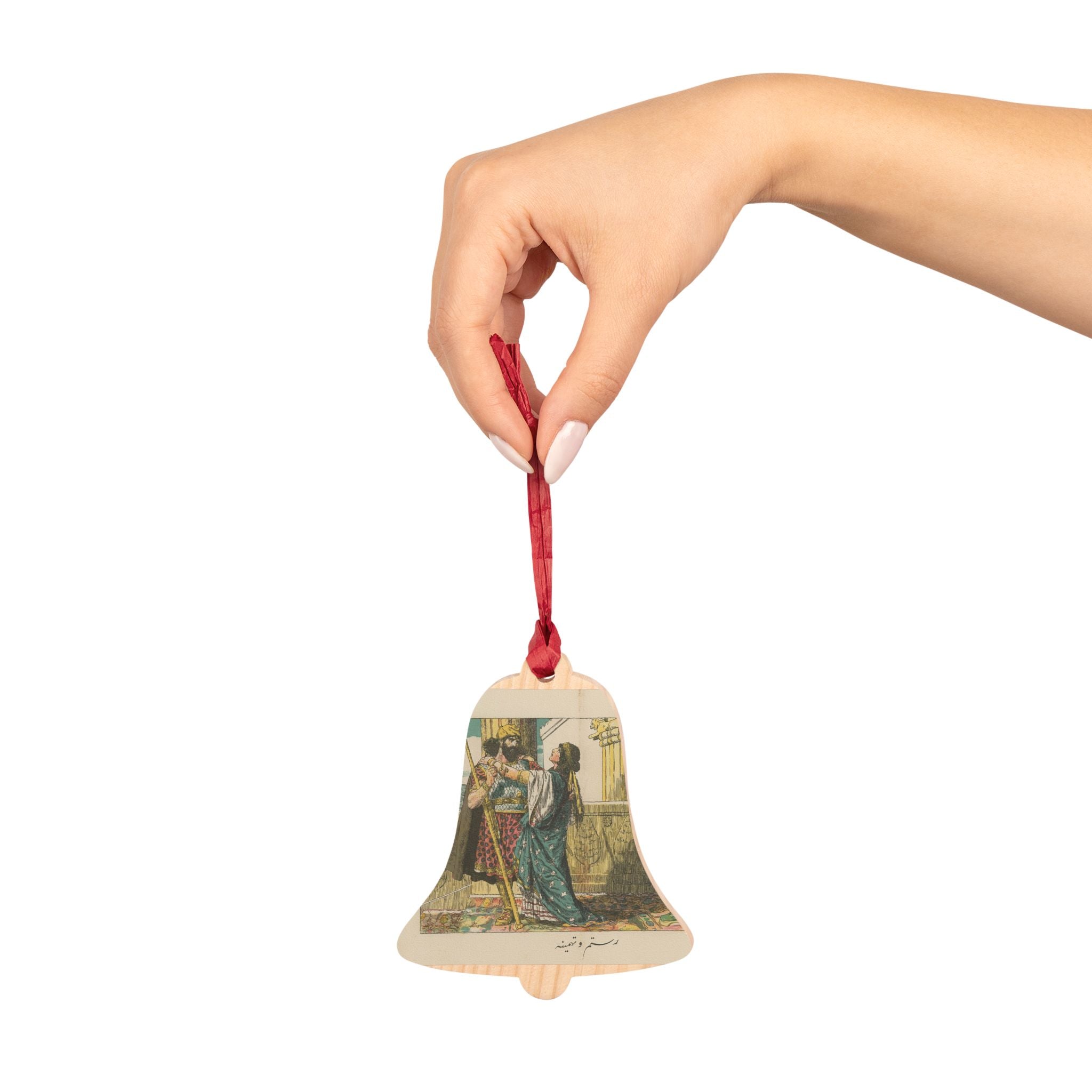 Rostam Tahmineh Shahnameh Persian Persia Termeh Bell Christmas Wooden Ornaments