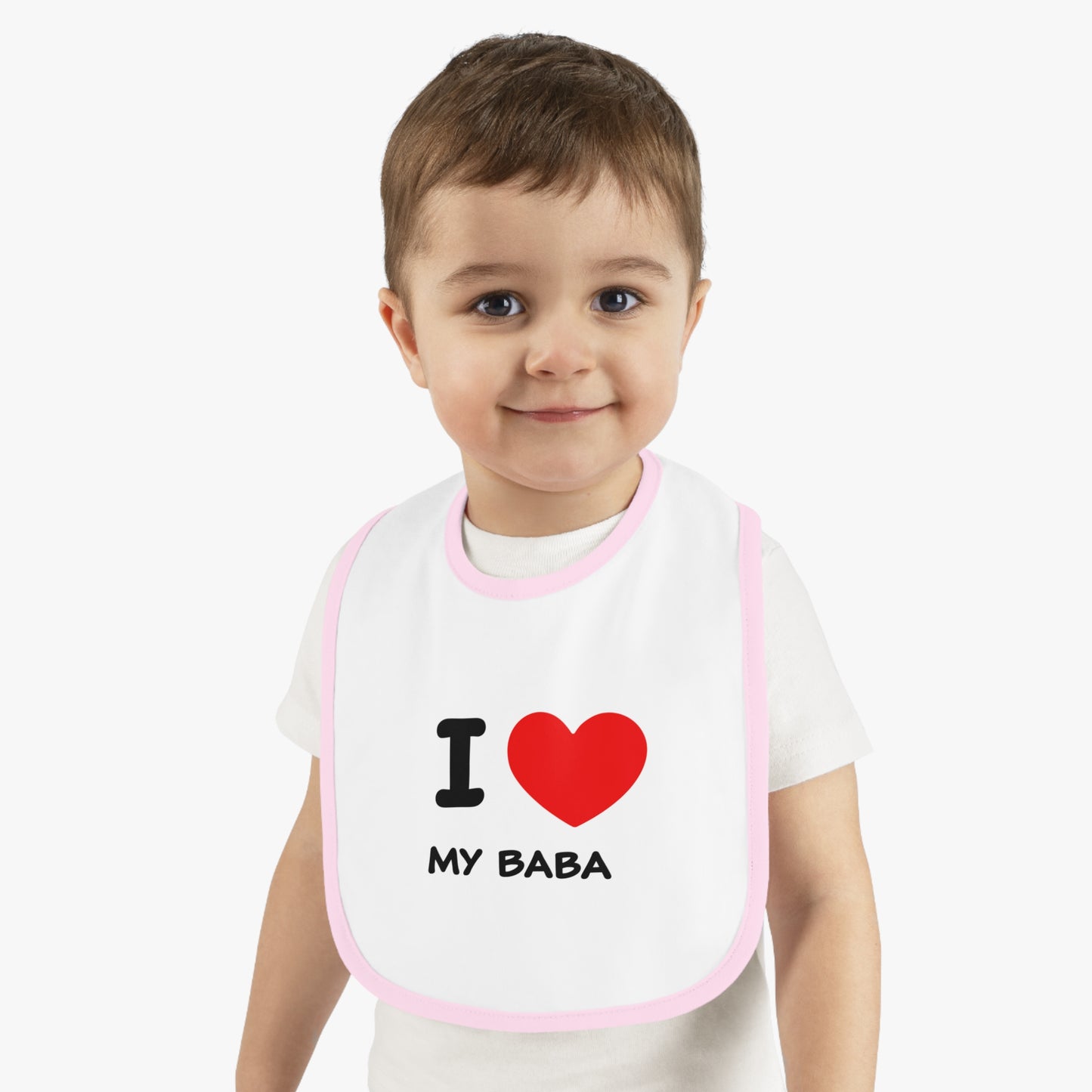 I love my baba persian dads persian moms persian kid farsi love Baby Contrast Trim Jersey Bib