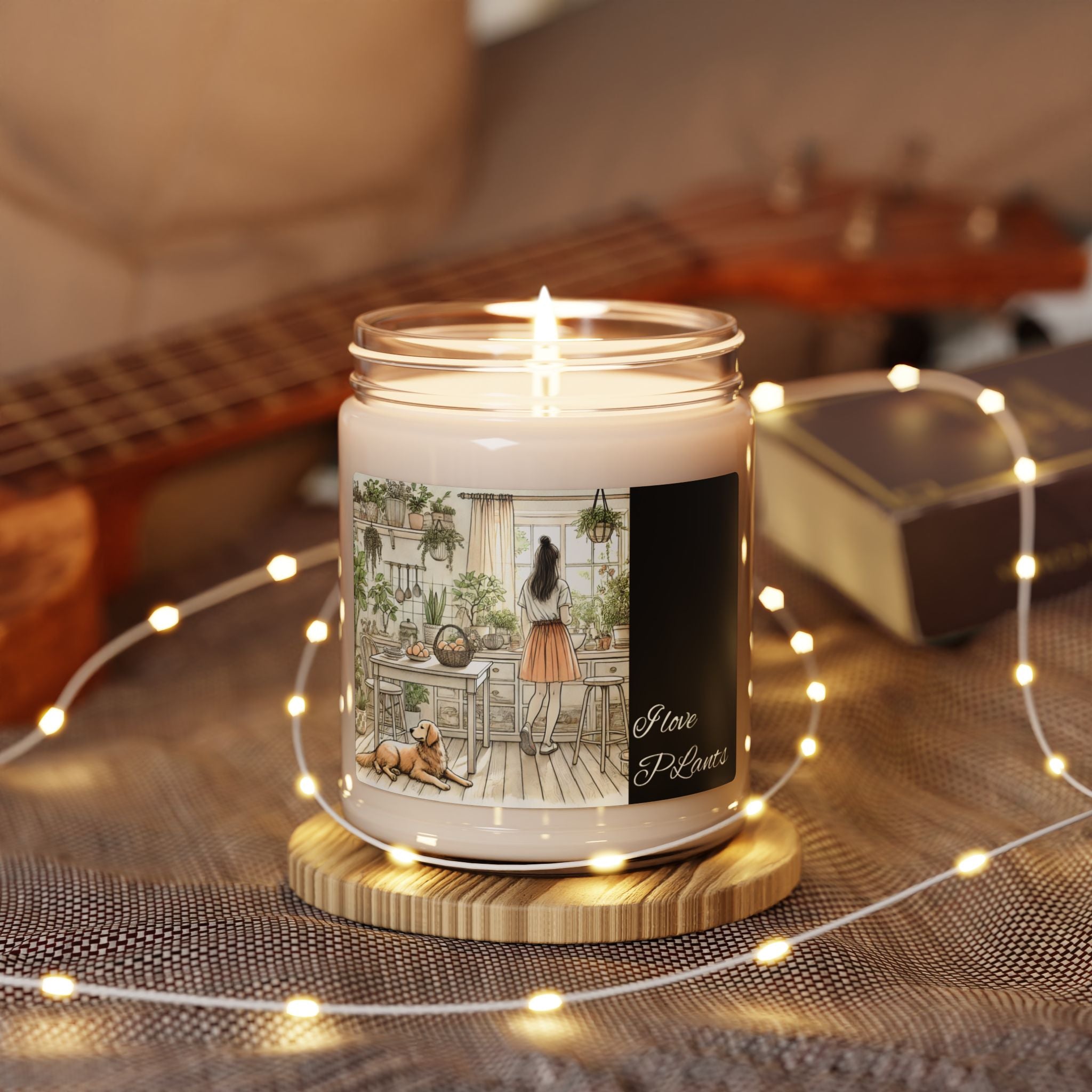 Summar Prepares Food in a Plant-Filled Kitchen, Dog at Her Feet and a Cat on the Windowsill, Sunlight Streaming In Scented Soy Candle, 9oz