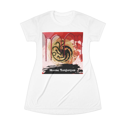 House Targaryen Dress, Fire And Blood Dress, Game Of Thrones Dress, GOT Shirt,T-Shirt Dress, Dragon Shirts, Unisex Shirt T-Shirt Dress (AOP)