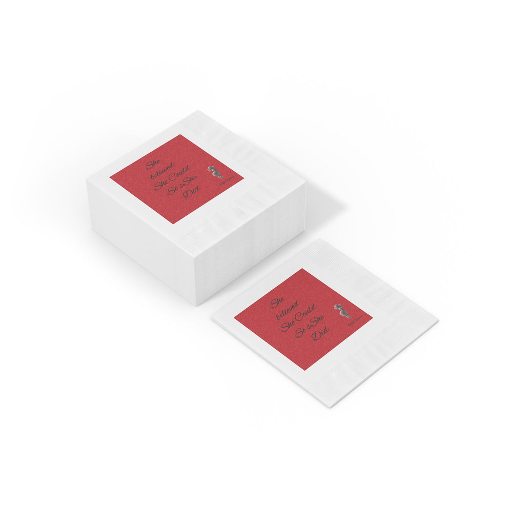 She believed she could, so she did pebble woman inpisrational quotes White Coined Napkins