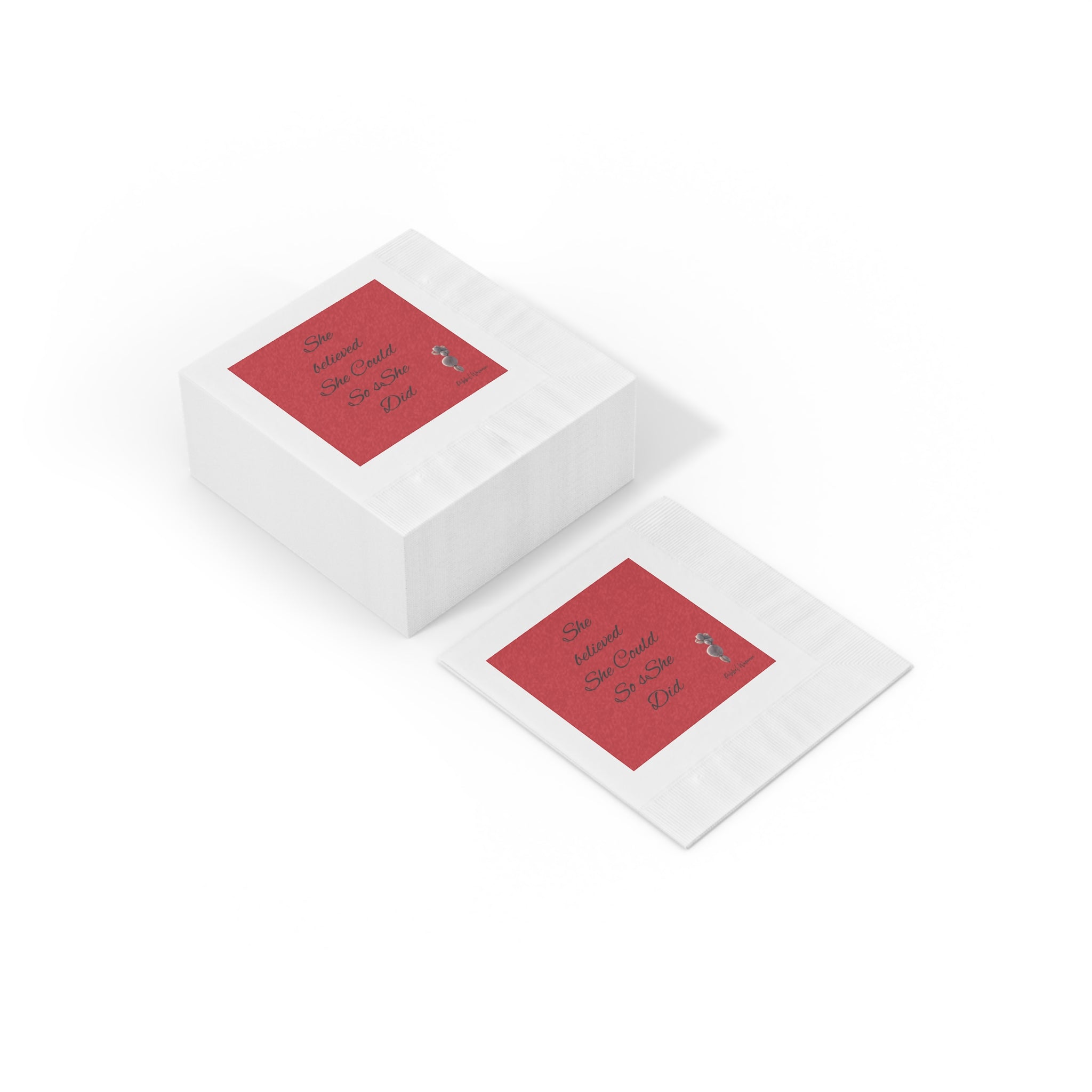 She believed she could, so she did pebble woman inpisrational quotes White Coined Napkins