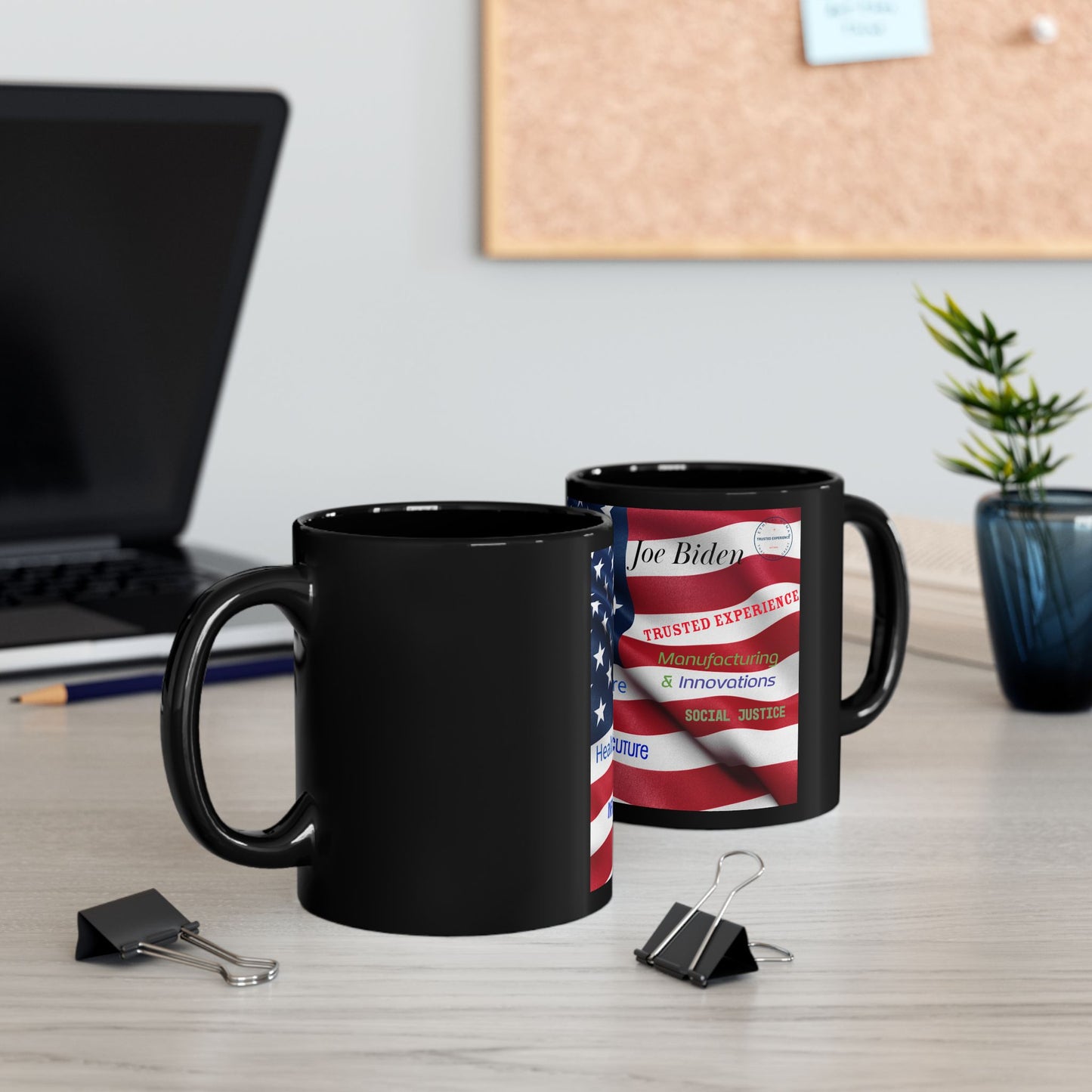 Joe Biden flag mug Trusted Experience Mug Joe Biden Mug American flag mug Infrastructure Healthcare innovation Black Mug Joe Biden