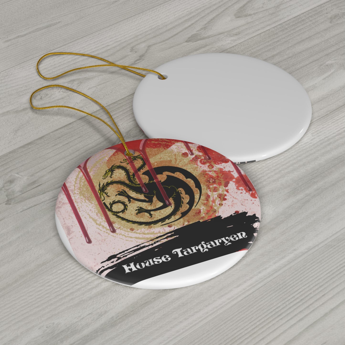 House Targaryen Ornament, Fire And Blood Ornament, Game Of Thrones Ornament, GOT Ornament, Movie Ornament, Dragon Ornament, Ceramic Ornament