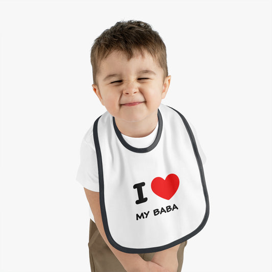 I love my baba persian dads persian moms persian kid farsi love Baby Contrast Trim Jersey Bib