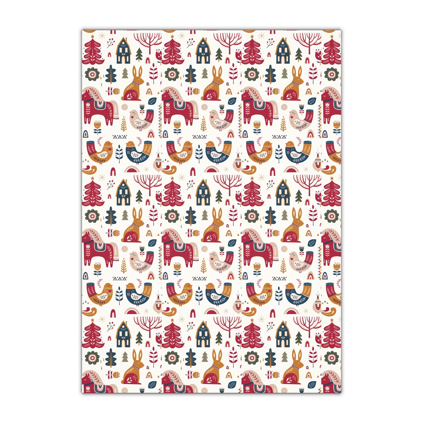bunny Santa bird Christmas tree of Winter Blush Heavyweight Christmas Gift Wrap Christmas Gift Wrapping Paper Sheets, 1pc