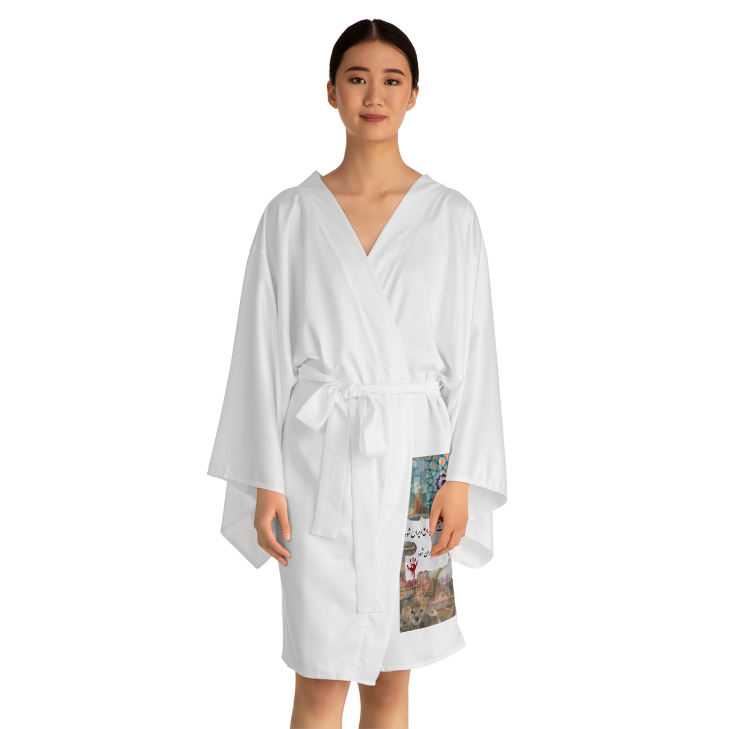 woman life freedom Persian Long Sleeve Kimono Robe (AOP)