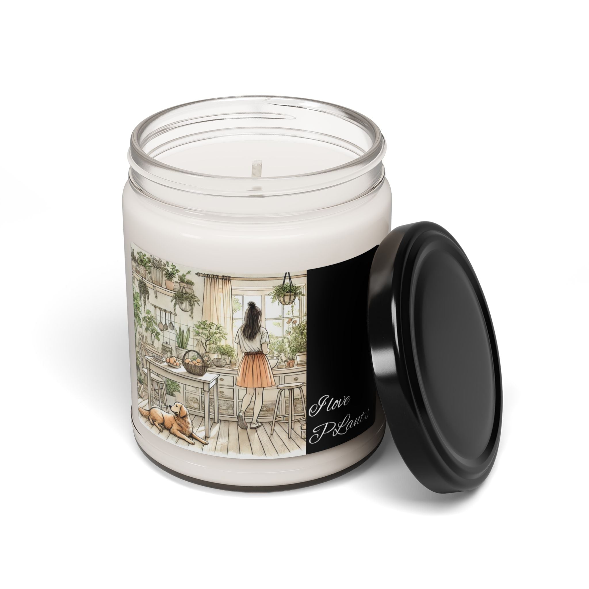 Summar Prepares Food in a Plant-Filled Kitchen, Dog at Her Feet and a Cat on the Windowsill, Sunlight Streaming In Scented Soy Candle, 9oz