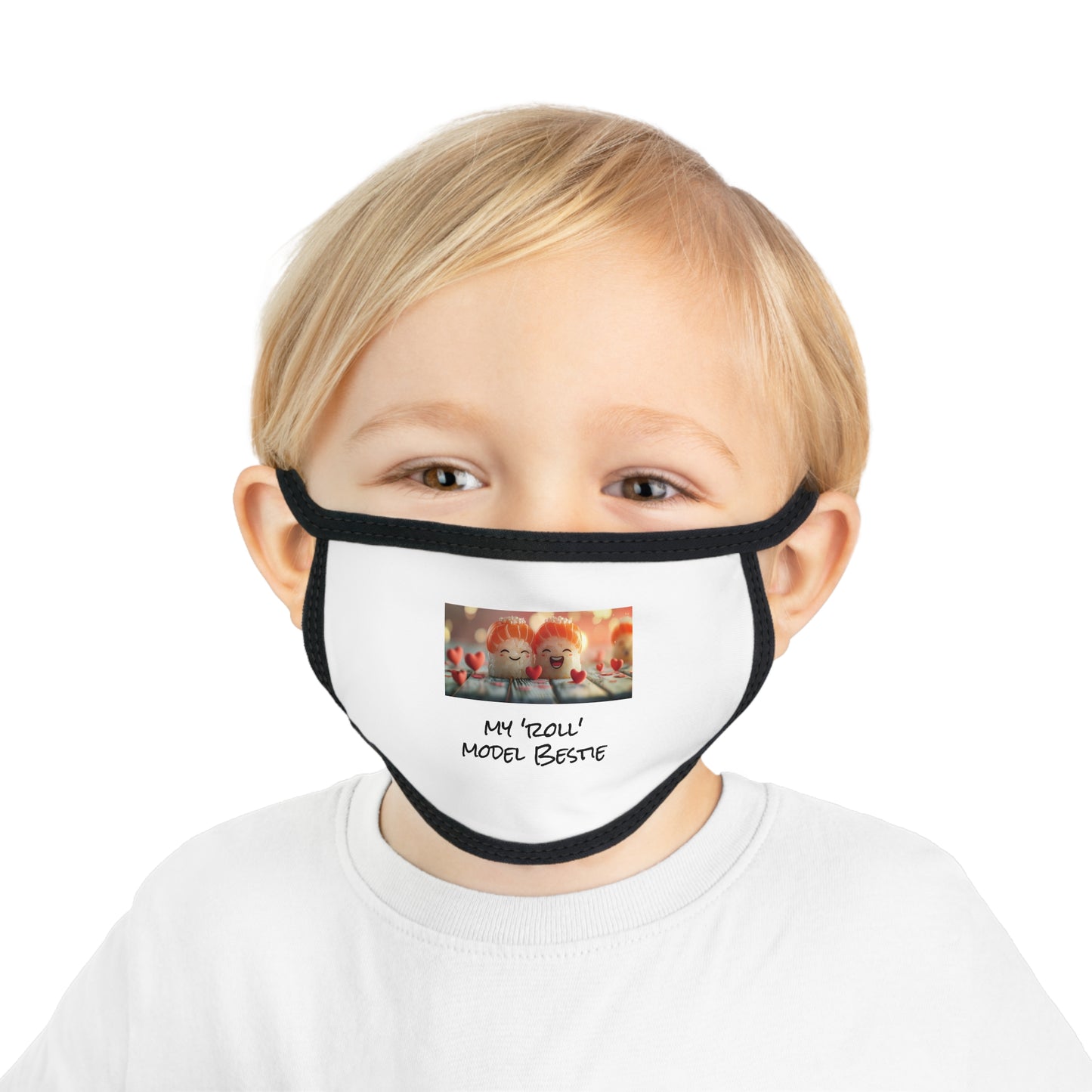 cute sushi joke role mode sushi role Kid's Face Mask