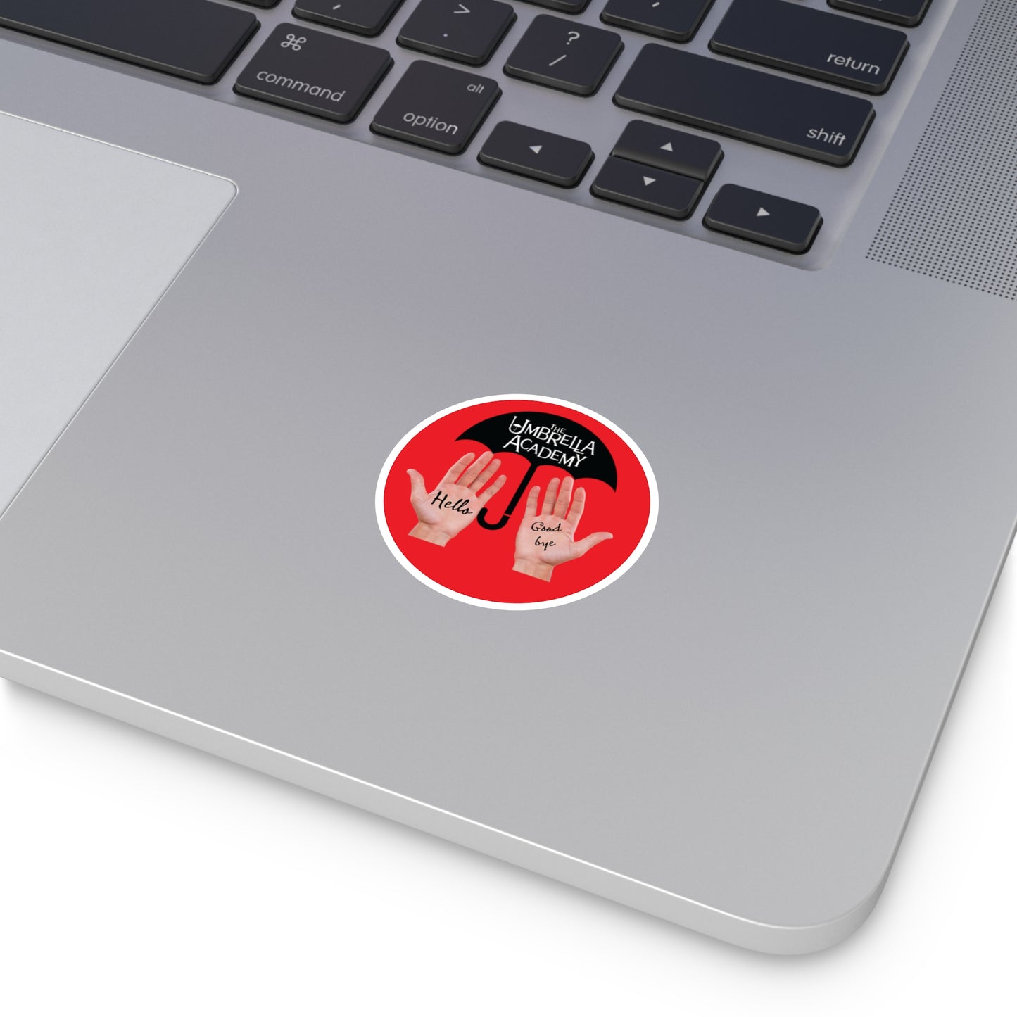 Klaus hands sticker, Umbrella Academy hello goodbye hands sticker, laptop stickers, laptop decals, bumper sticker, Round Stickers