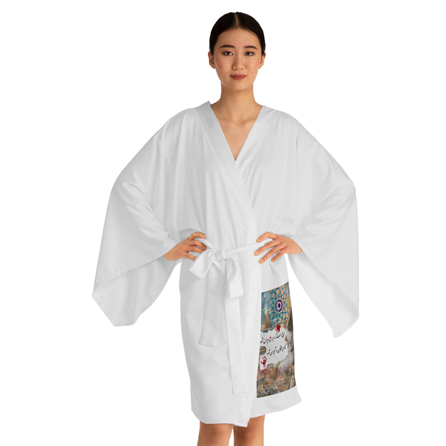 woman life freedom Persian Long Sleeve Kimono Robe (AOP)