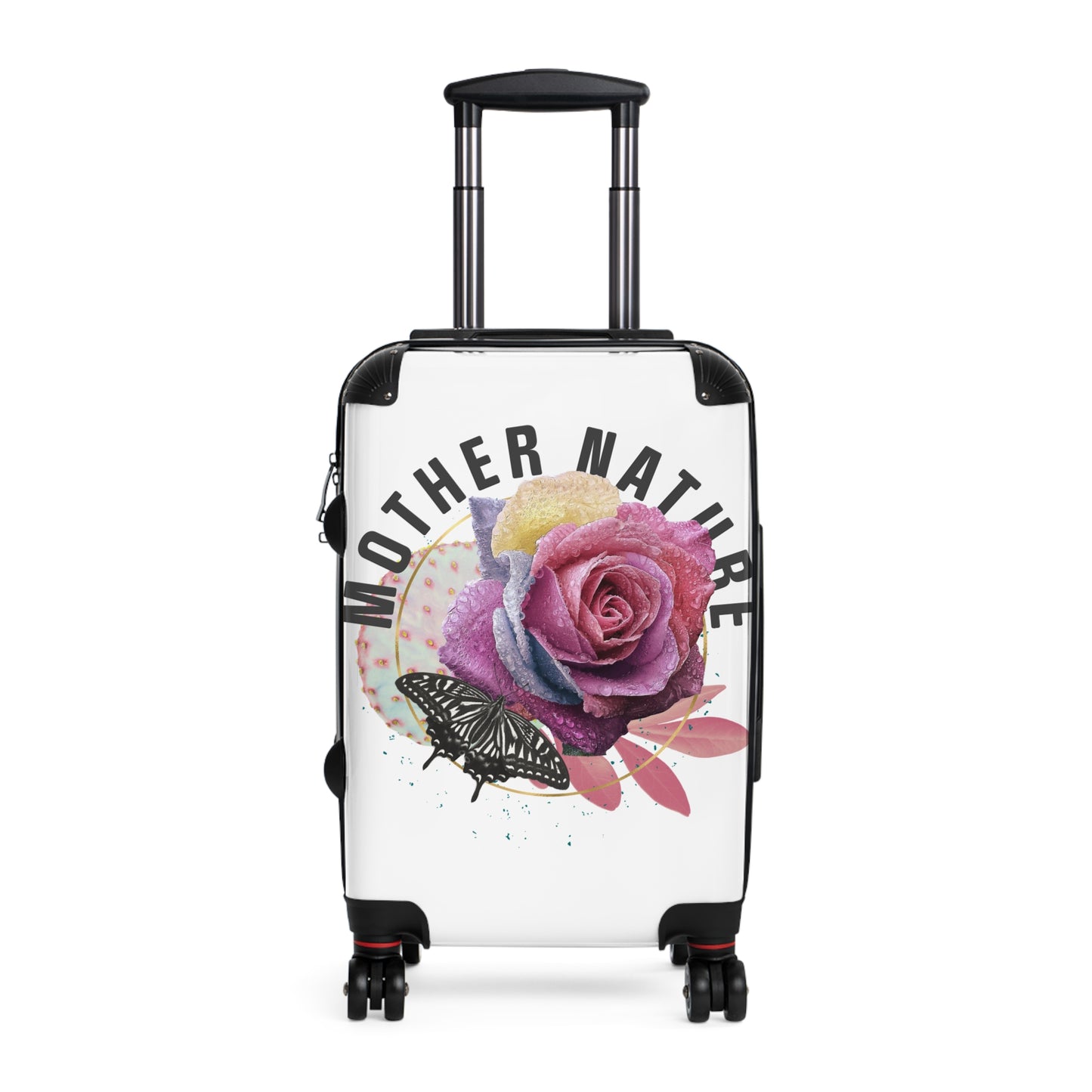 Mother Nature rose butterfly carryon for butterfly lovers rose lovers nature lovers a rose with petals on water in nature butterfly Suitcase