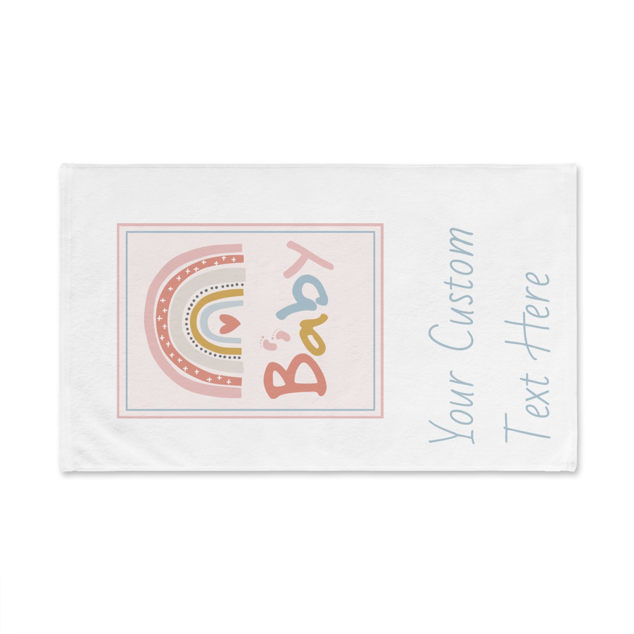 Personalized Baby Girl Congratulations Card, Baby Girl Announcement, Welcome Baby, Personalised Pink Rainbow Newborn Hand Towel