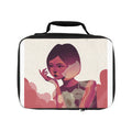 Afghan short hair girl illustration floral pink pondering Lunch Bag