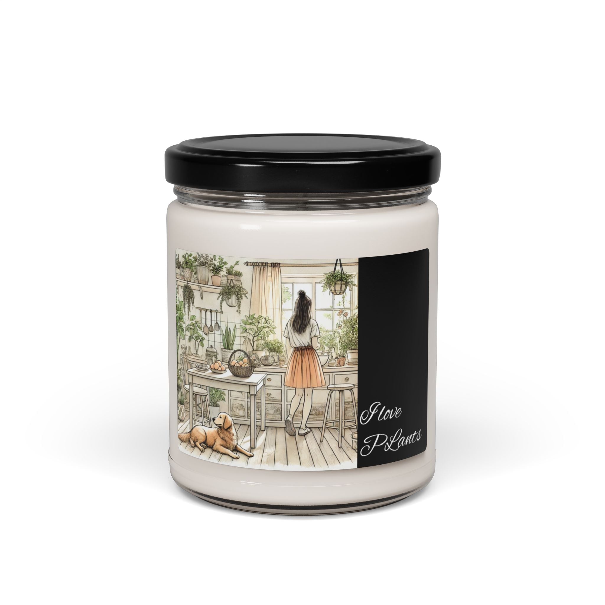 Summar Prepares Food in a Plant-Filled Kitchen, Dog at Her Feet and a Cat on the Windowsill, Sunlight Streaming In Scented Soy Candle, 9oz