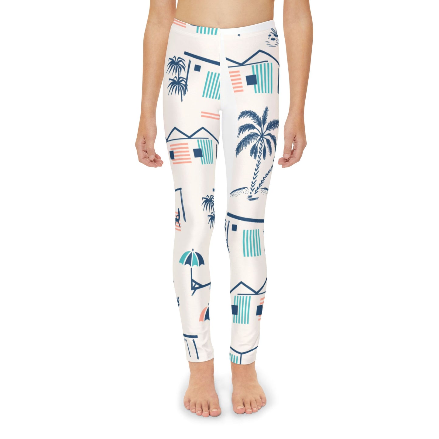 Beach Summer palm pattern Youth Full-Length Leggings (AOP)