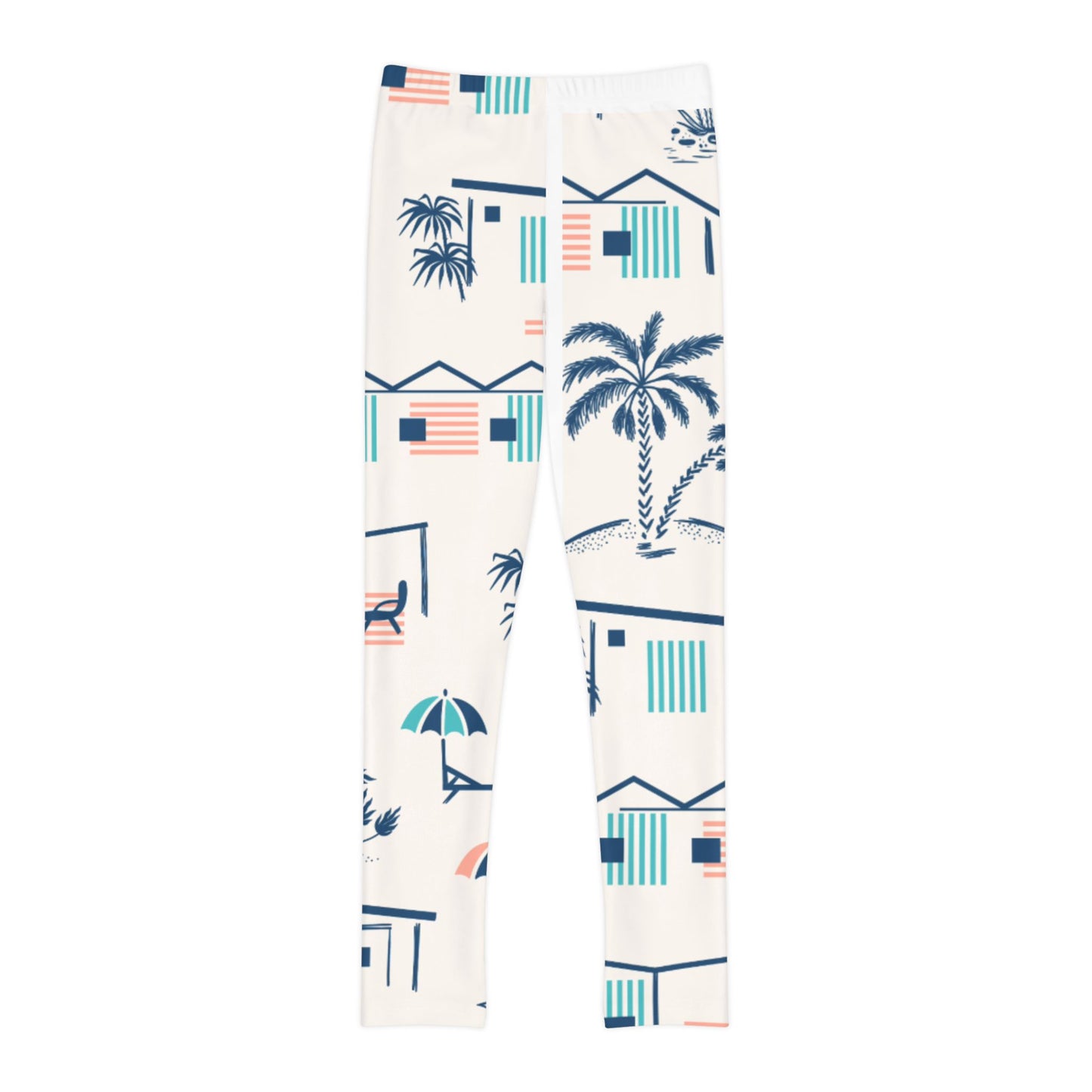 Beach Summer palm pattern Youth Full-Length Leggings (AOP)