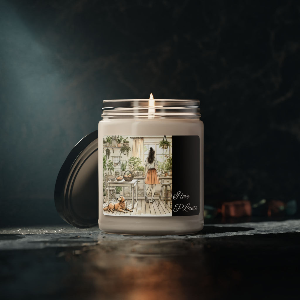 Summar Prepares Food in a Plant-Filled Kitchen, Dog at Her Feet and a Cat on the Windowsill, Sunlight Streaming In Scented Soy Candle, 9oz