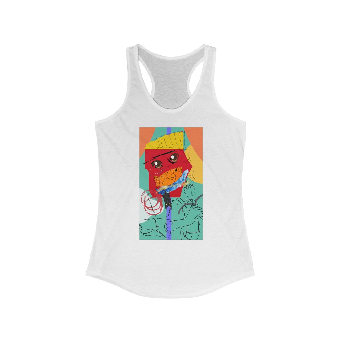 Felix Whiskers a Fries Head, Cat Chin Fish Mind! A Whimsical Tale of Kindness, Creativity & Magic in a Town Women Ideal Racerback Tank