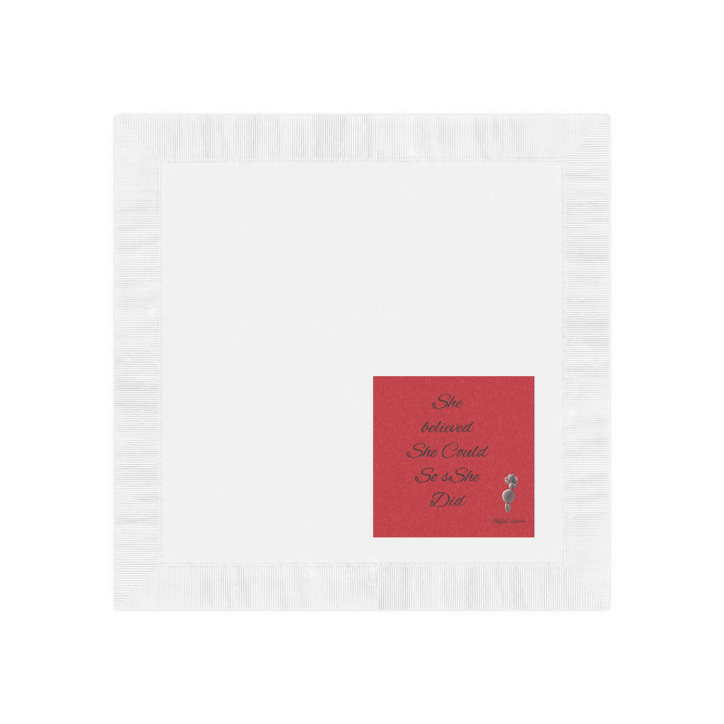 She believed she could, so she did pebble woman inpisrational quotes White Coined Napkins