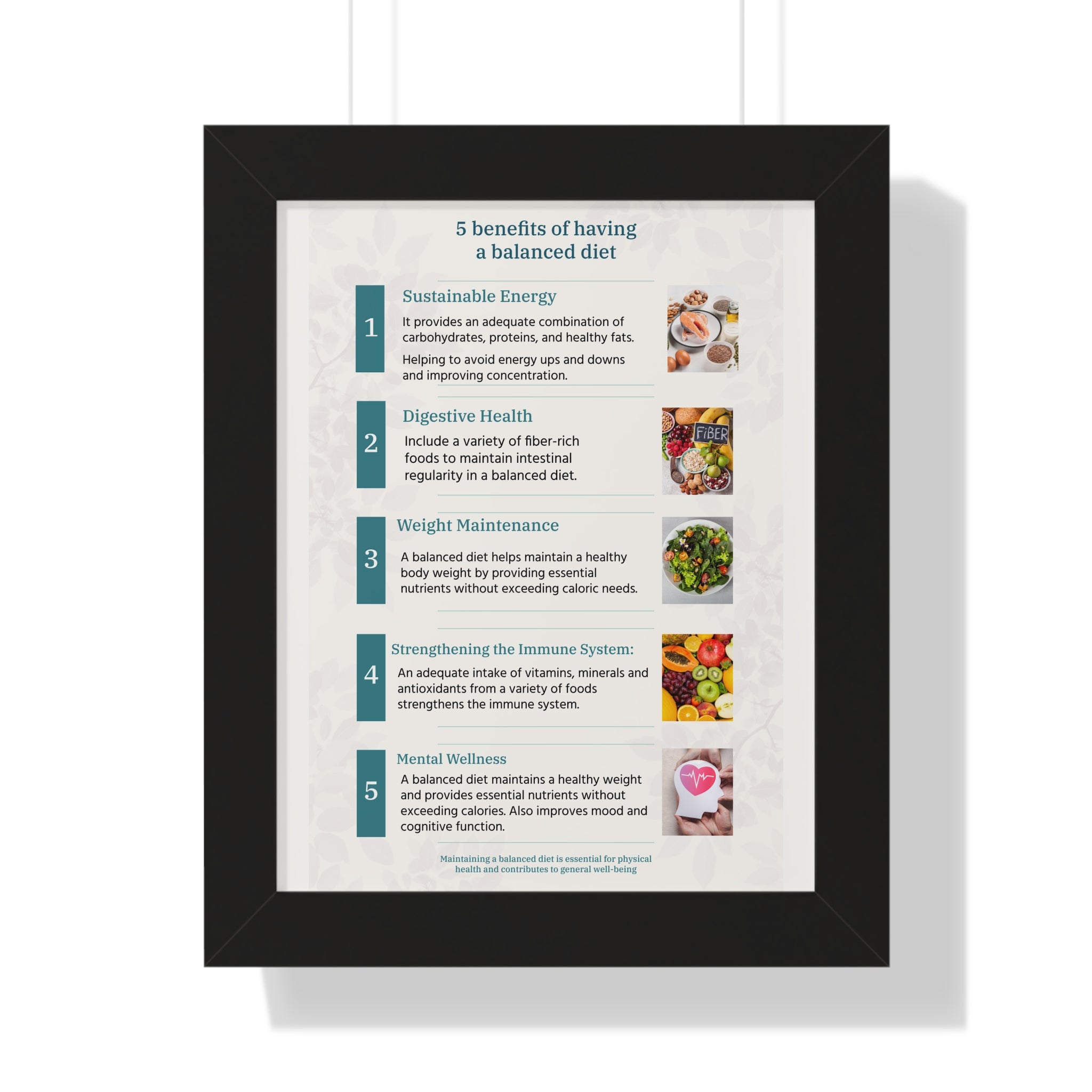 5 benefits of having a balanced diet infographic diet health checkup Fibers Fruits Food Framed Vertical Poster