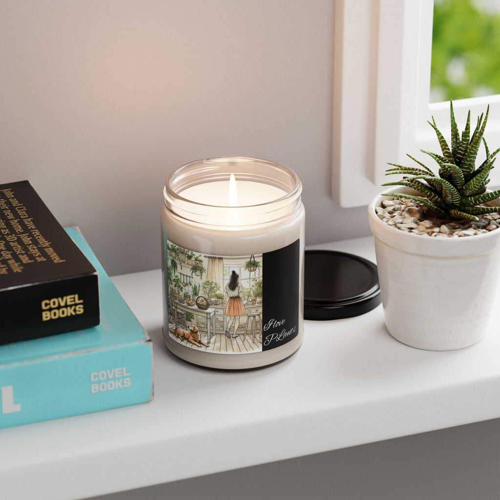 Summar Prepares Food in a Plant-Filled Kitchen, Dog at Her Feet and a Cat on the Windowsill, Sunlight Streaming In Scented Soy Candle, 9oz