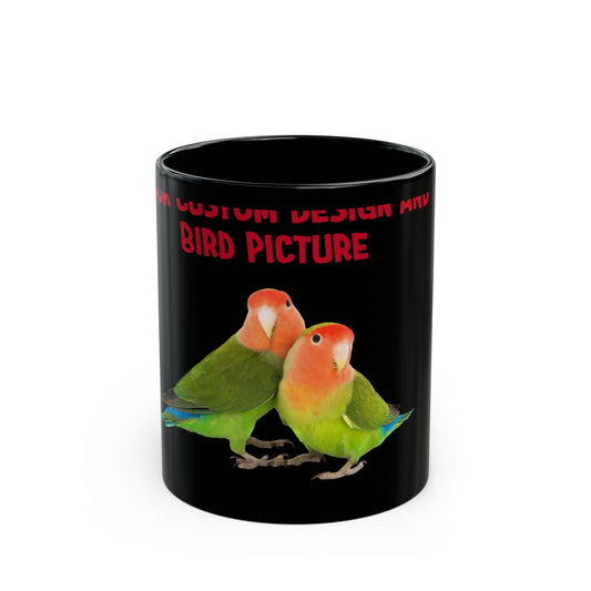 Custom design lovebird picture custom design for all watermelon peach faced love birds Black Mug (11oz, 15oz)