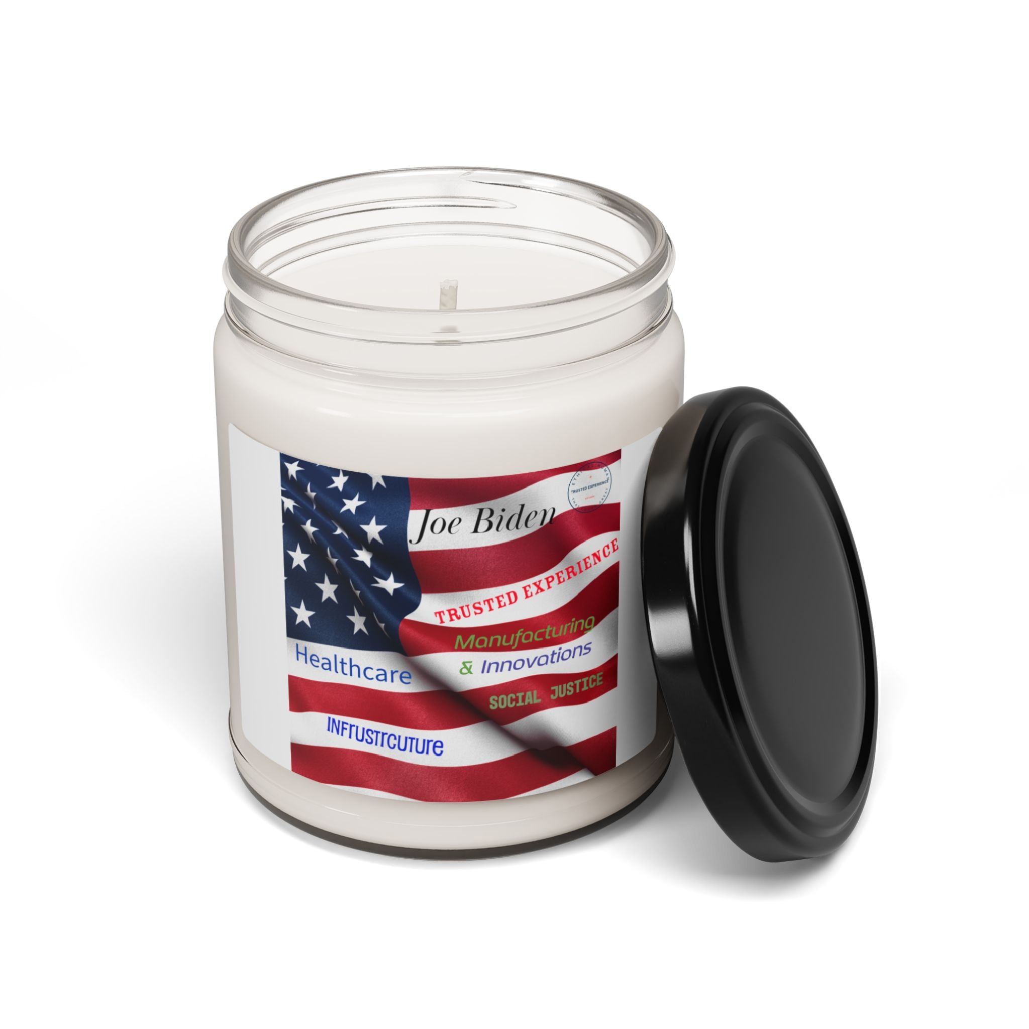Joe Biden flag Trusted Experience Joe Biden Mug American flag Infrastructure Healthcare innovation Black Joe Biden Scented Soy Candle, 9oz