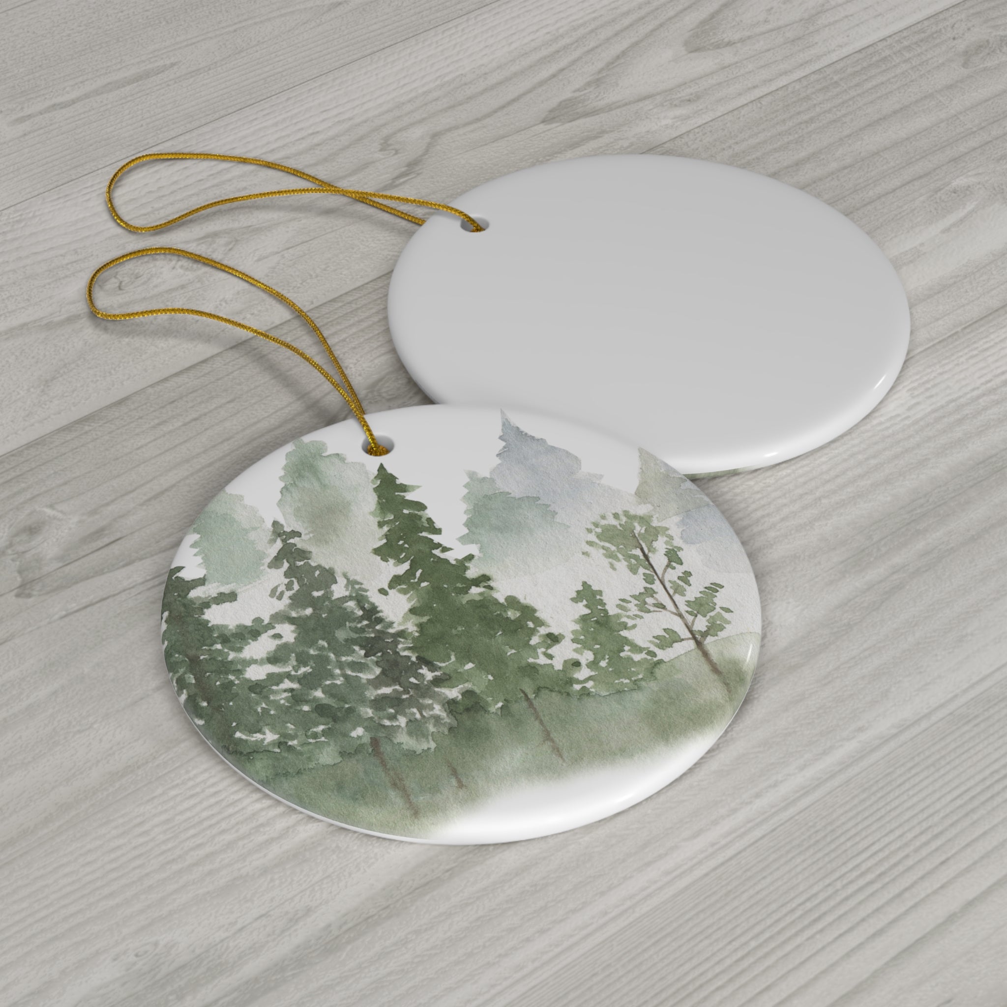 Watercolor Pine Trees and Mountains Wall Clock, Foggy Forest, Forest Wall Art, Woodland Theme Watercolor Pine Oak Trees Wall Clock Ornament