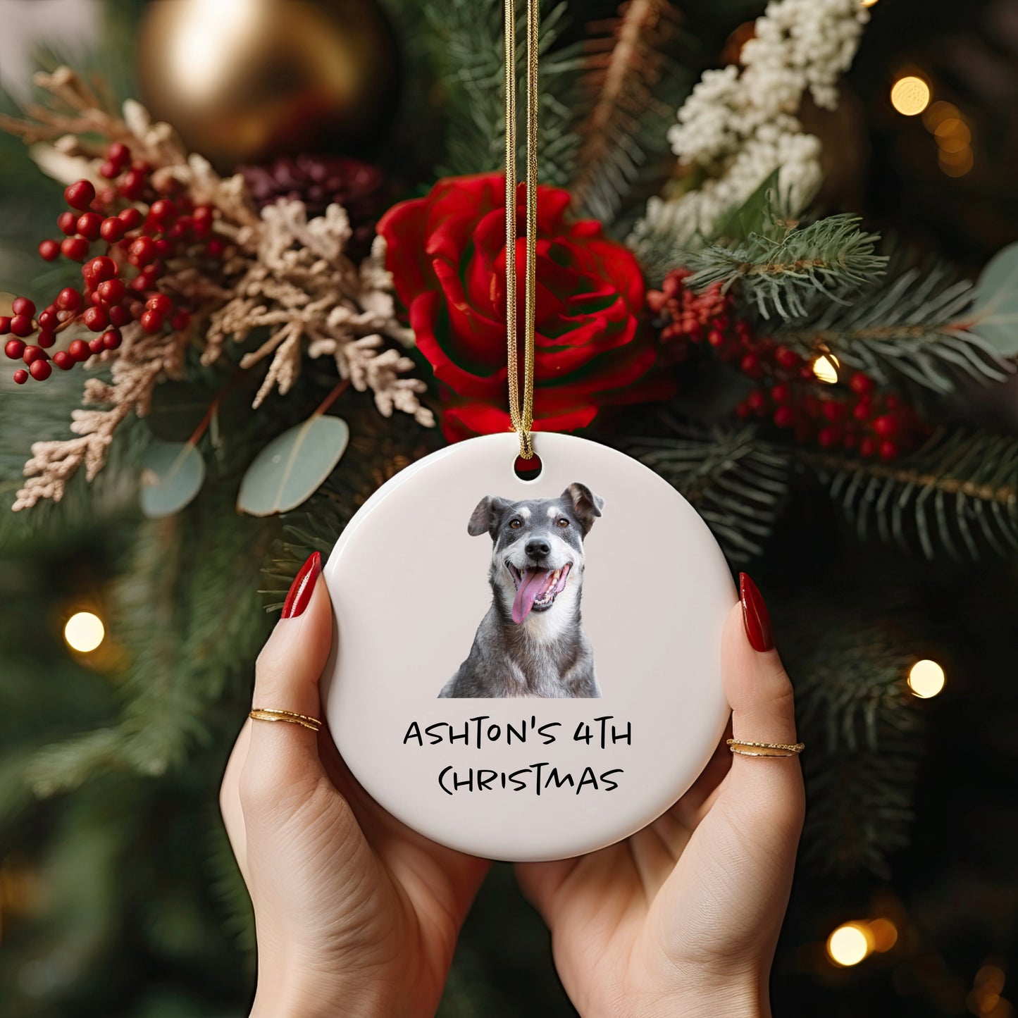 Ceramic Pet Photo Ornaments Set - 4 Unique Shapes, Handmade Holiday Decor, Personalized Gifts for Christmas & Home