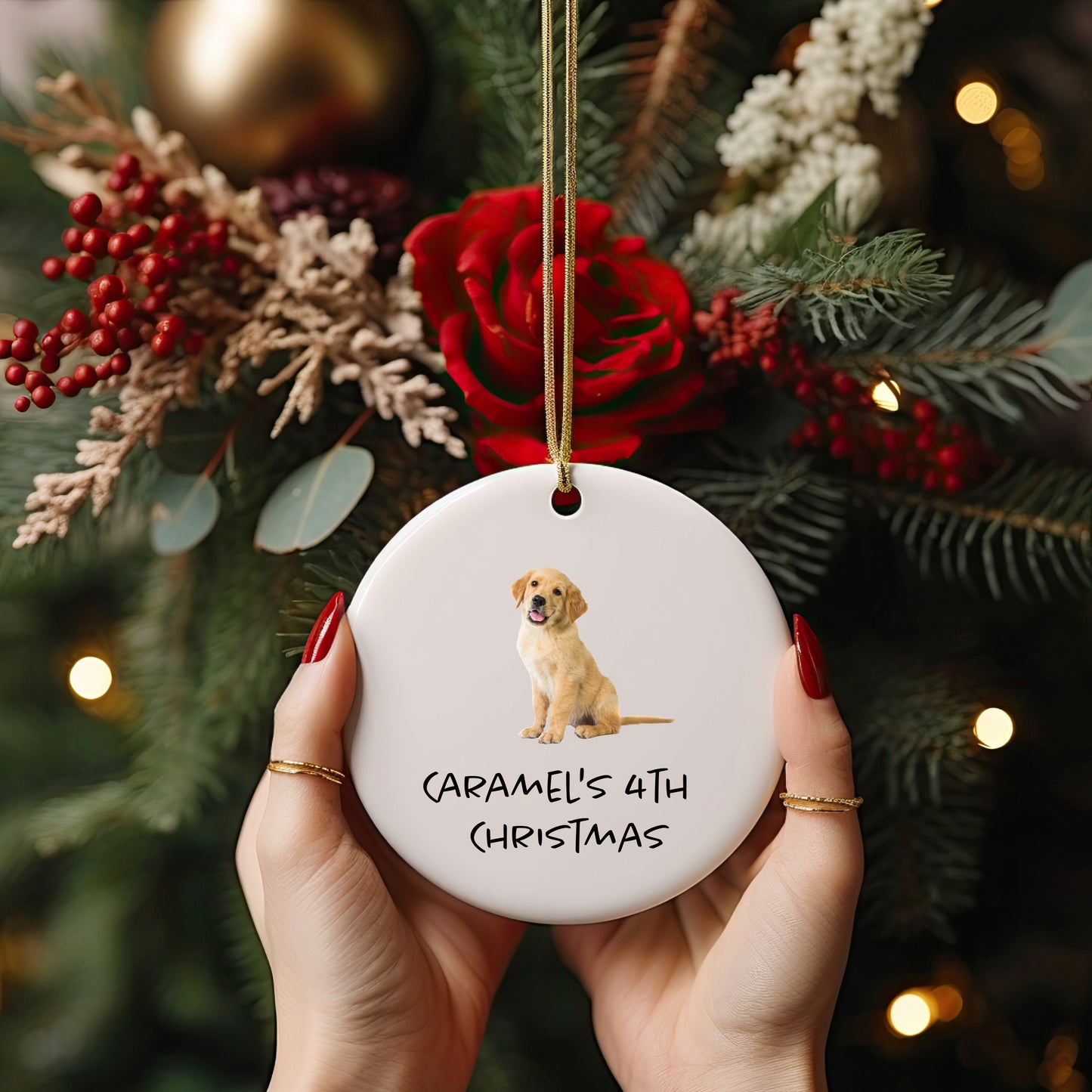 Ceramic Pet Photo Ornaments Set - 4 Unique Shapes, Handmade Holiday Decor, Personalized Gifts for Christmas & Home